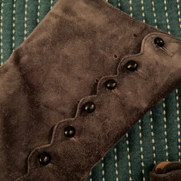 Vero Cuoio Granny Boots Suede Leather 38.5 Gray Black Button Up *Please Read* - Picture 6 of 15